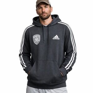 ADIDAS United Soccer Coaches Hoodie Sweatshirt Sz M Black White Striped Futbol